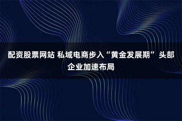 配资股票网站 私域电商步入“黄金发展期” 头部企业加速布局